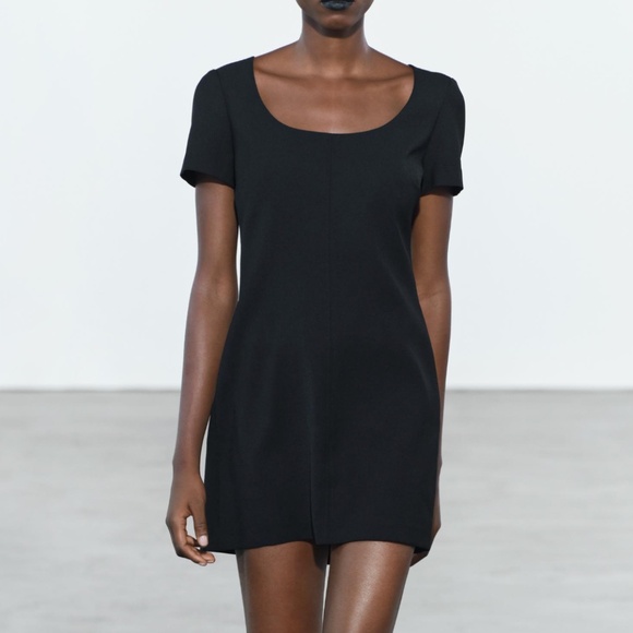 Zara black short sleeve mini dress made in Europe NWT - Picture 2 of 16